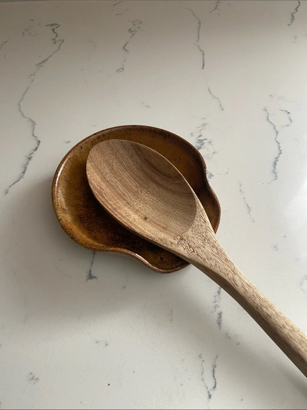 Vintage Studio Pottery Spoon Rest GPW Signed 1979 Brown Speckled Stoneware